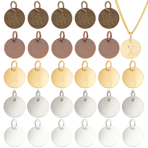 

PandaHall AHANDMAKER 50 Pieces Brass Blank Pendants, 12 mm Blank Stamping Tag Pendants, Flat Round Charms Stamping Tag for Bracelet Necklace...