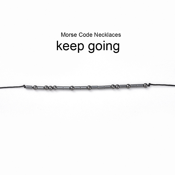 

PandaHall Adjustable Non-magnetic Synthetic Hematite Necklaces, with Brass Beads, Morse Code-keep going, 31.1 inch(79cm) Non-magnetic...