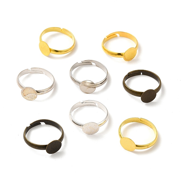 

PandaHall Mixed Adjustable Brass Pad Ring Findings, Cadmium Free & Lead Free, Mixed Color, 17mm, Tray: 8mm Brass