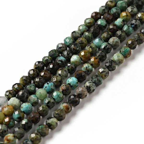 

PandaHall Natural African Turquoise(Jasper) Beads Strands, Faceted, Round, 3mm, Hole: 0.7mm, about 142pcs/strand, 15.35''(39cm) African...