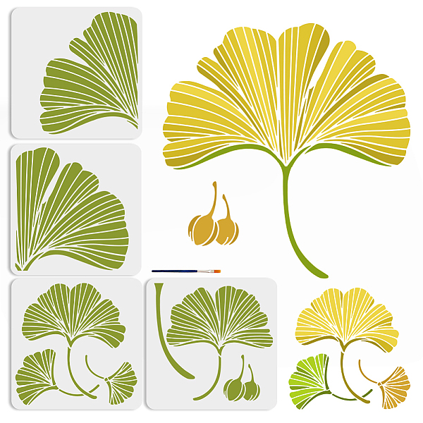 

PandaHall MAYJOYDIY US 1 Set Autumn Theme PET Hollow Out Drawing Painting Stencils, with 1Pc Art Paint Brushes, Ginkgo Leaf, 300x300mm...