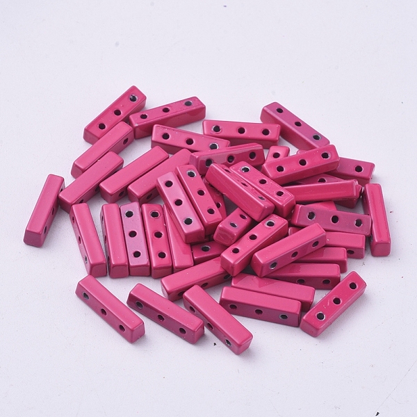 

PandaHall Spray Painted Alloy Multi-Strand Links, for Tile Elastic Bracelets Making, Rectangle, Camellia, 16x4x4mm, Hole: 0.8mm Alloy..., Pink