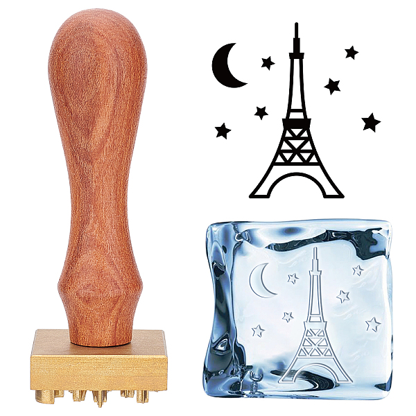 

PandaHall Olycraft 1Pc Brass Stamp Head, 1Pc Pear Wood Handle and 1Pc Rectangle Velvet Pouches, For Wax Seal Stamp, Eiffel Tower Pattern...
