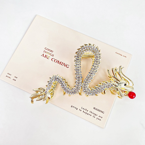 

PandaHall Dragon Alloy Rhinestone Large Claw Hair Clips, for Women Girl Thick Hair, Golden, 65x115mm Alloy Dragon