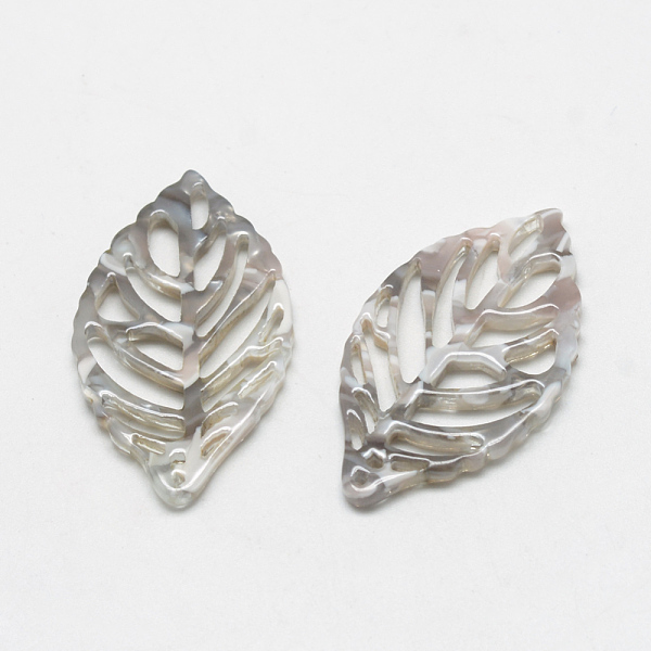 

PandaHall Cellulose Acetate(Resin) Pendants, Leaf, Gray, 38.5x22x2.5mm, Hole: 1.5mm Cellulose Acetate Leaf Gray