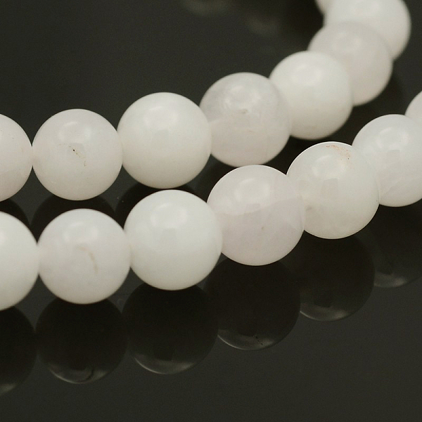 

PandaHall Natural Round White Jade Bead Strands, 6mm, Hole: 1mm, about 65pcs/strand,15.7 inch White Jade Round White