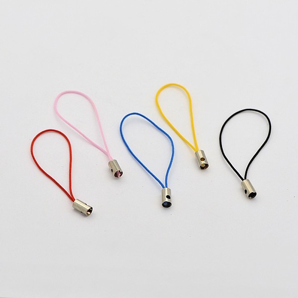 

PandaHall Mobile Phone Strap, DIY Cell Phone Straps, Nylon Cord Loop with Iron Ends, Platinum, Mixed Color, 50mm Nylon Multicolor