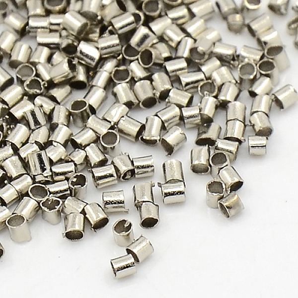 

PandaHall Brass Crimp Beads, Cadmium Free & Lead Free, Tube, Platinum Color, about 2mm wide, 2mm long, hole: 1.5mm Brass Tube