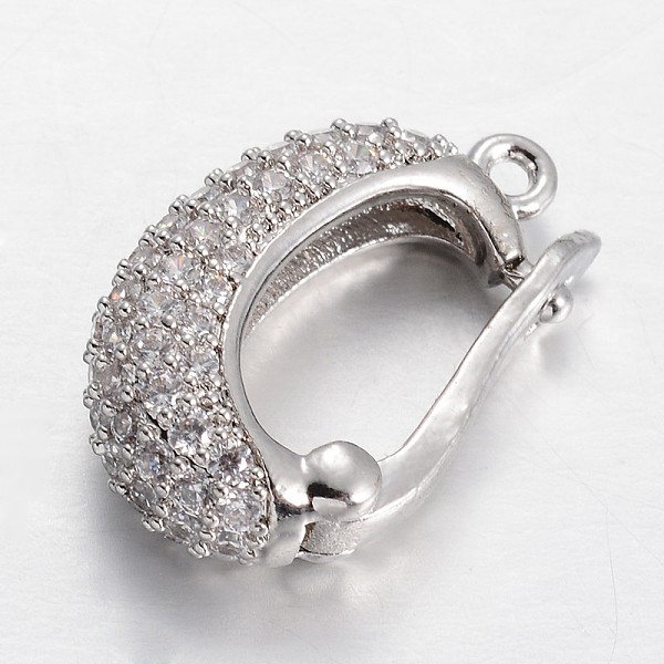 

PandaHall Brass Micro Pave Cubic Zirconia Enhancer Shortener Bails, Hinged Pendant Bails, with Loop, Platinum, 20x13x6mm, Hole: 1.5mm Brass