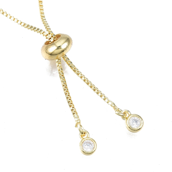 

PandaHall Brass Box Chains Slider Bracelet Making with Clear Cubic Zirconia Tiny Charms, Nickel Free, Real 18K Gold Plated, 25x0.2cm, Hole...