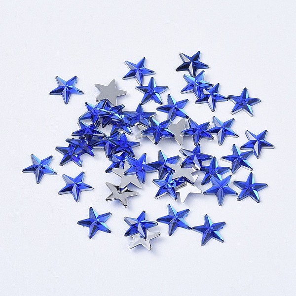 

PandaHall Acrylic Rhinestone Flat Back Cabochons, Back Plated, Faceted, Star, Blue, 10x1.5mm Acrylic Rhinestone Star Blue