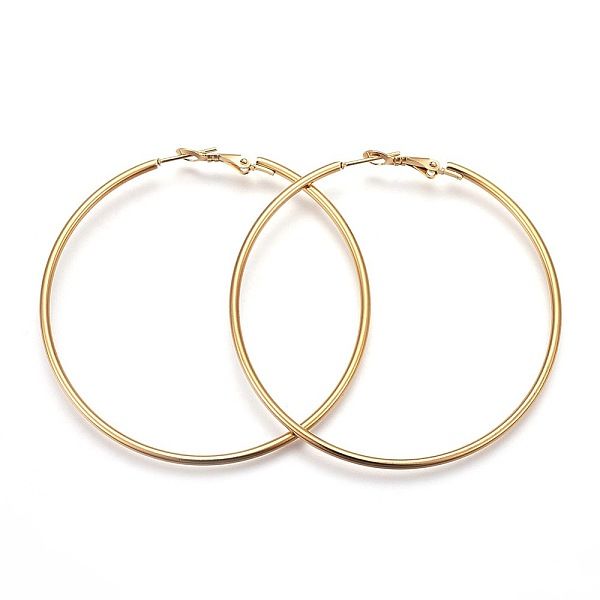 

PandaHall 201 Stainless Steel Hoop Earrings, Hypoallergenic Earrings, Ring Shape, Golden, 12 Gauge, 60x59x2mm, Pin: 1mm 201 Stainless Steel...