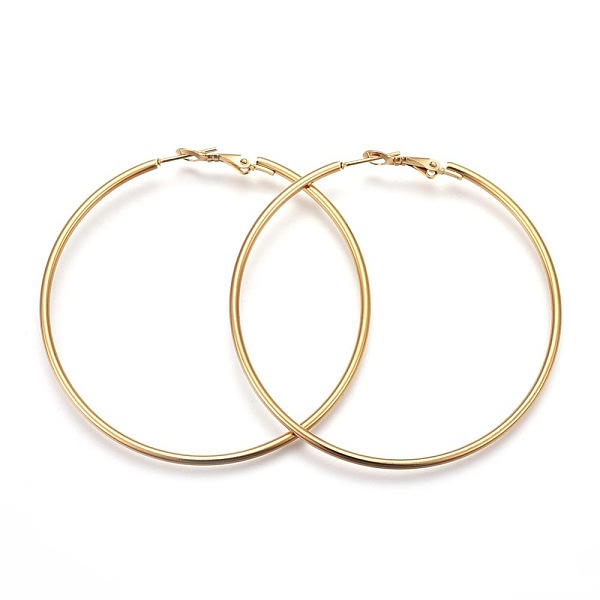 

PandaHall 201 Stainless Steel Hoop Earrings, Hypoallergenic Earrings, Ring Shape, Golden, 12 Gauge, 60x59x2mm, Pin: 1mm 201 Stainless Steel...
