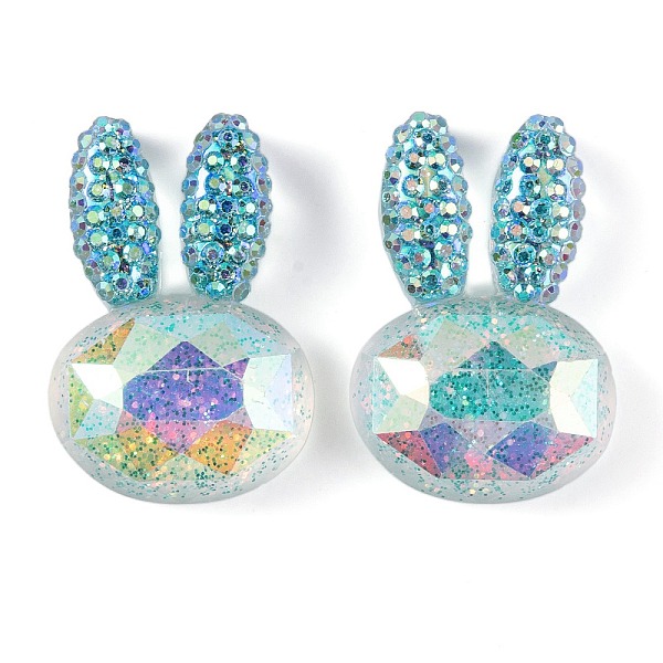 

PandaHall Transparent Epoxy Resin Rabbit Head Decoden Cabochons, with Glitter Powder, Light Sea Green, 25.5x17.5x7.5mm Epoxy Resin Rabbit