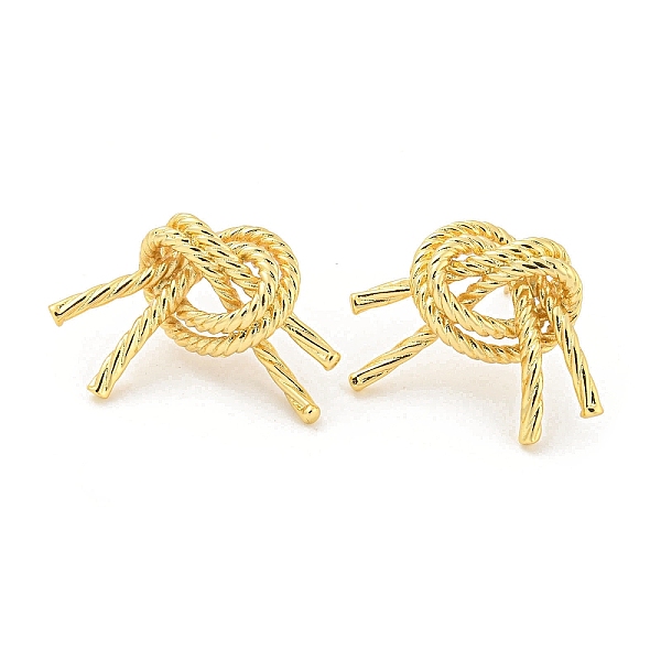 

PandaHall Knot Shape Rack Plating Brass Stud Earrings, Long-Lasting Plated, Cadmium Free & Lead Free, Real 18K Gold Plated, 20.5x28mm Brass