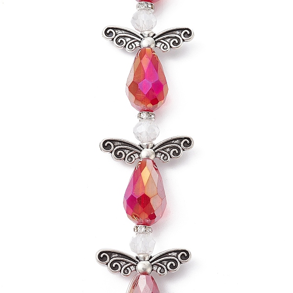 

PandaHall Angel Fairy Shape Electroplate Glass Beads Strands, with Tibetan Style Alloy Wing Beads, Dark Red, 26~28x18~26x10mm, Hole: 0.8mm...