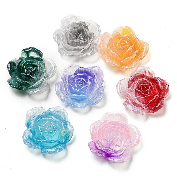 

PandaHall Luminous Transparent Epoxy Resin Decoden Cabochons, Glow in the Dark Flower with Glitter Powder, Mixed Color, 35x35.5x12mm Epoxy..., Multicolor