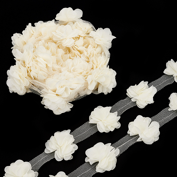 

PandaHall Polyester Lace Ribbon, 3D Flower Lace Trim, Clothes Accessories, Beige, 7/8~2-1/8 inch(23~55mm), about 10 Yards/Bundle Polyester..., Yellow