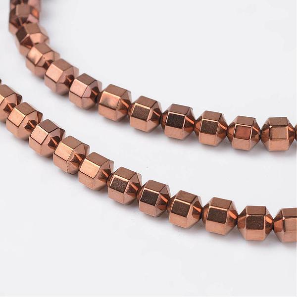 PandaHall Non-Magnetic Synthetic Hematite Beads Strands, Copper Plated, 4x4mm, Hole: 0.8mm, about 100pcs/strand, 15.7 inch Non-magnetic...