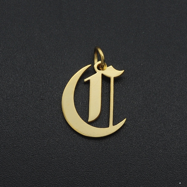 

PandaHall 201 Stainless Steel Pendants, with Jump Ring, Old English, Letter, Laser Cut, Golden, Letter.C, 15.5x12.5x1mm, Hole: 3mm 201...