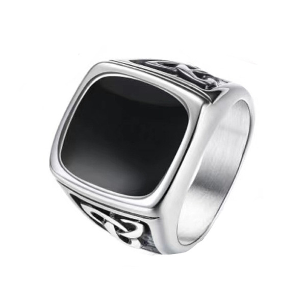 

PandaHall 316 Titanium Steel Finger Ring with Enamel for Men, Rectangle, US Size 10(19.8mm) Titanium Steel Rectangle