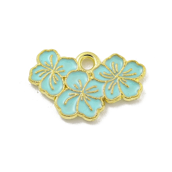 

PandaHall Alloy Enamel Pendants, Golden, Sakura Charm, Turquoise, 11x18x1.5mm, Hole: 1.8mm Alloy+Enamel Flower Green