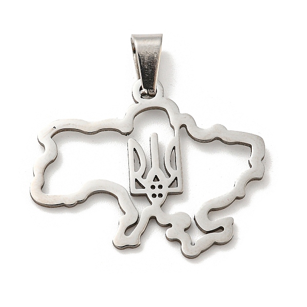 

PandaHall 304 Stainless Steel Pendants, Laser Cut, Ukraine Map Charm, Stainless Steel Color, 23x29x1mm, Hole: 5x3mm 304 Stainless Steel Map