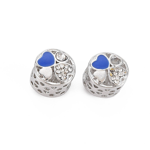 

PandaHall Rack Plating Alloy Enamel European Beads, with Crystal Rhinestone, Large Hole Beads, Cadmium Free & Nickel Free & Lead Free, Flat..., Clear