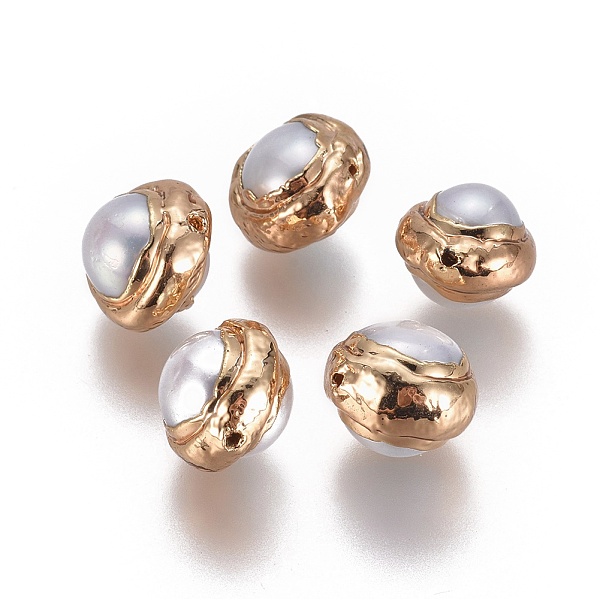 

PandaHall Natural Cultured Freshwater Pearl Beads, Edge Golden Plated, Rondelle, Golden, 9.5~10.5x7.5~8.5mm, Hole: 0.6~0.7mm Pearl Rondelle