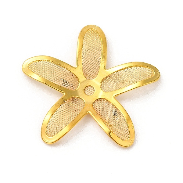 

PandaHall Brass Bead Cap, with Iron Finding, Etched Metal Embellishments, Flower, Golden, 24.5x25.5x3mm, Hole: 1.5mm Brass