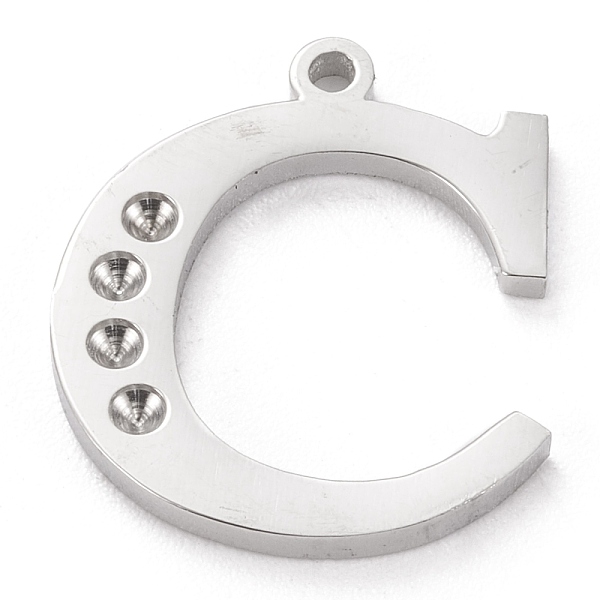 

PandaHall 304 Stainless Steel Letter Pendant Rhinestone Settings, Stainless Steel Color, Letter.C, C: 16x14x1.5mm, Hole: 1.2mm, Fit for...