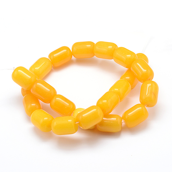

PandaHall Dyed Barrel Natural White Jade Beads Strands, Yellow, 16x12mm, Hole: 1mm, about 24pcs/strand, 15.7 inch White Jade Barrel Yellow