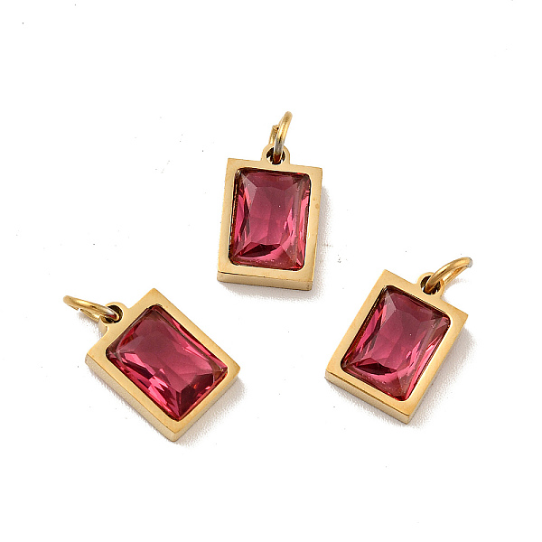 

PandaHall Vacuum Plating 304 Stainless Steel Pendants, with Cubic Zirconia and Jump Rings, Single Stone Charms, Rectangle, Golden, Brown...