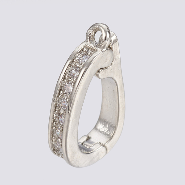 

PandaHall Brass Micro Pave Cubic Zirconia Fold Over Clasps, Lead Free & Cadmium Free, Clear, Platinum, 7x14mm, Hole: 1mm Brass+Cubic...