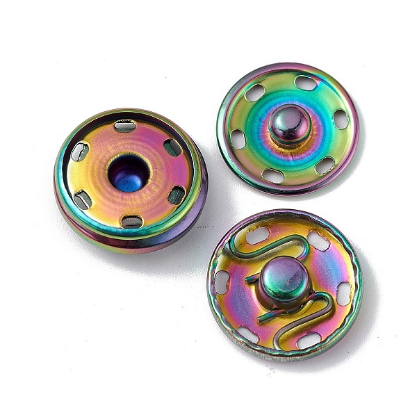 

PandaHall Ion Plating(IP) 202 Stainless Steel Snap Buttons, Garment Buttons, Sewing Accessories, Rainbow Color, 19x6mm Stainless Steel Flat...