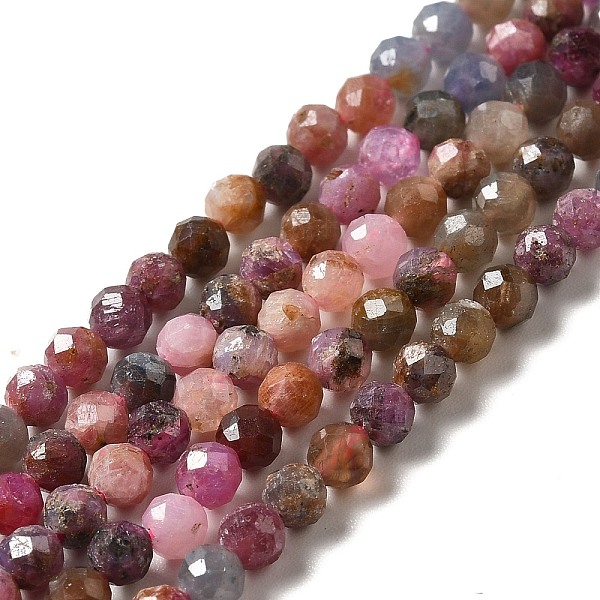 

PandaHall Natural Red Corundum/Ruby and Sapphire Beads Strands, Faceted, Round, 3mm, Hole: 0.5mm, about 118pcs/strand, 15.55''(39.5cm) Mixed...