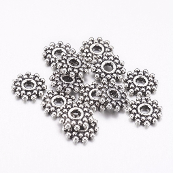 

PandaHall Gear Tibetan Silver Spacer Beads, Lead Free & Nickel Free & Cadmium Free, Antique Silver, about 9mm in diameter, Hole: 2.5mm Alloy...