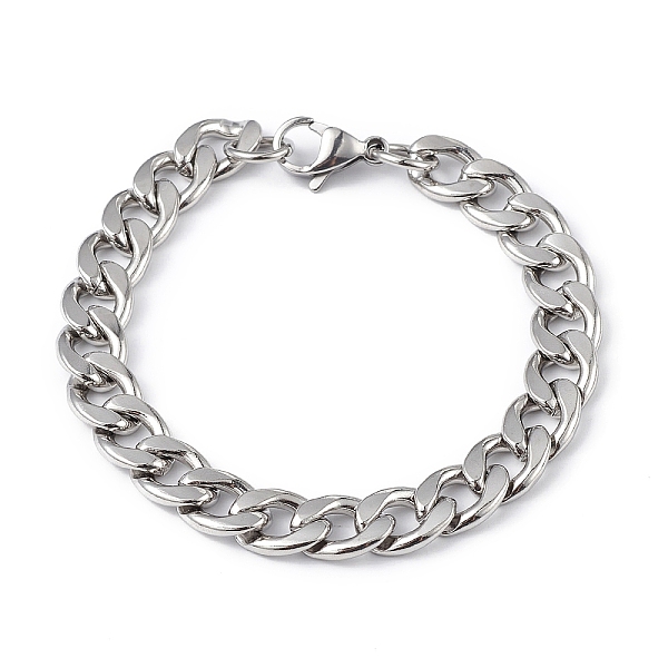 

PandaHall 304 Stainless Steel Curb Chain Bracelet for Men Women, Stainless Steel Color, 8-1/8 inch(20.6cm) 304 Stainless Steel