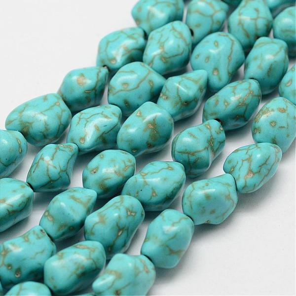 

PandaHall Synthetic Howlite Bead Strands, Dyed, Nuggets, Dark Cyan, 12x9x8.5mm, Hole: 1mm, about 33pcs/strand, 14.7 inch Howlite Nuggets...