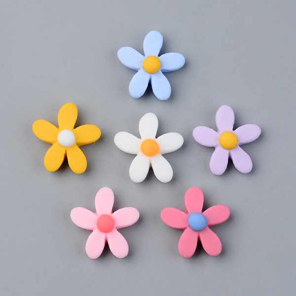

PandaHall Resin Cabochons, Opaque, Flower, Mixed Color, 25x24x7.5mm Resin Flower Multicolor