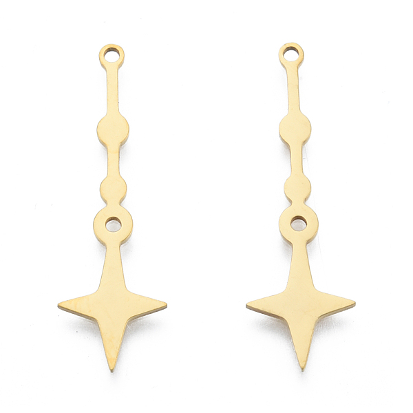 

PandaHall 201 Stainless Steel Pendants, Star Charm, Real 18K Gold Plated, 36x11x1mm, Hole: 1.5mm 201 Stainless Steel Star
