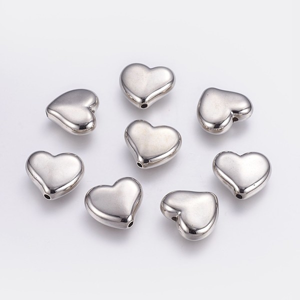 

PandaHall CCB Plastic Beads, Heart, Platinum, 21.5x23.5x9mm, Hole: 2.5mm Plastic Heart