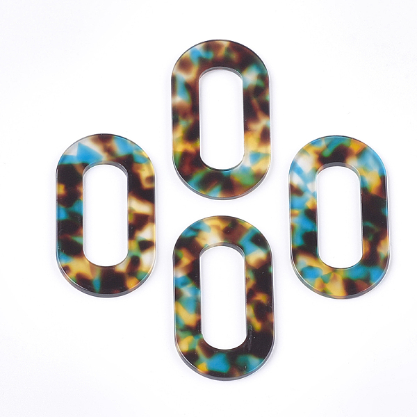 

PandaHall Cellulose Acetate(Resin) Linking Rings, Leopard Print, Oval, Colorful, 50x28x2.5mm, Inner Measure: 32x12mm Cellulose Acetate Oval