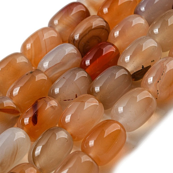 

PandaHall Natural Banded Agate/Striped Agate Beads Strands, Dyed, Column, Saddle Brown, 13.5x10~10.5mm, Hole: 1mm, about 28pcs/strand...