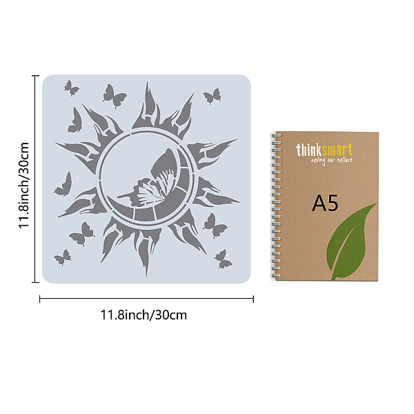 

PandaHall GORGECRAFT Large Sun Stencil Energy Stencils for Painting on Wood 12x12 Inch Reusable Butterfly Stencils Plastic Decoration...