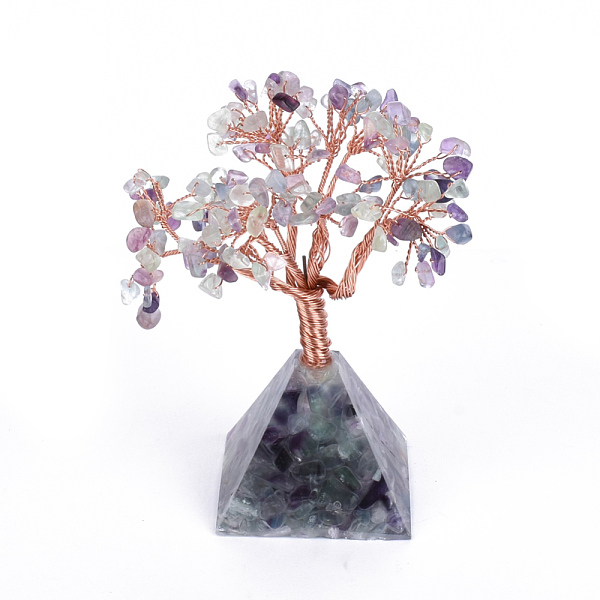 

PandaHall Natural Fluorite Chips and Gemstone pedestal Display Decorations, Healing Stone Tree, for Reiki Healing Crystals Chakra Balancing...
