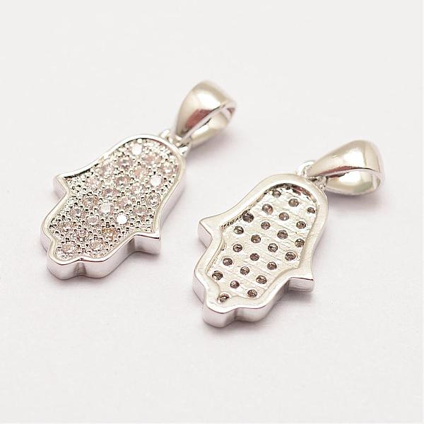 

PandaHall Brass Micro Pave Grade AAA Cubic Zirconia Charms, Long-Lasting Plated, Hamsa Hand/Hand of Fatima/Hand of Miriam, Cadmium Free &...