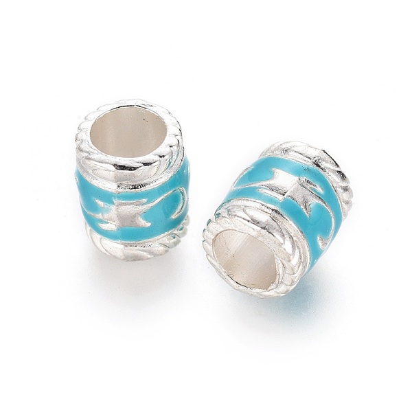 

PandaHall Enamel Alloy European Beads, Cadmium Free & Lead Free, Large Hole Column Beads, Silver Plated, Deep Sky Blue, Deep Sky Blue...