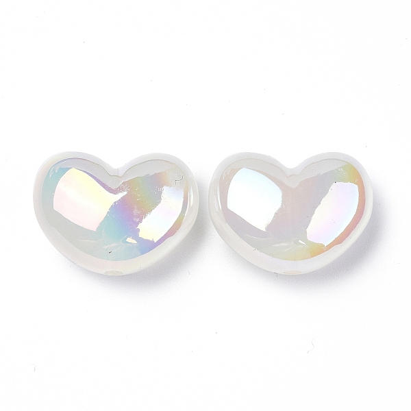 

PandaHall UV Plating Rainbow Iridescent Acrylic Beads, Heart, Clear AB, 16x21x10.5mm, Hole: 2mm Acrylic Heart White