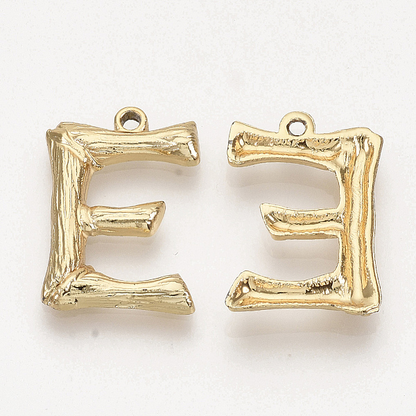 

PandaHall Eco-Friendly Alloy Pendants, Letter, Light Gold, Letter.E, 24.5x16.5x2.5mm, Hole: 1.6mm Alloy Letter E
